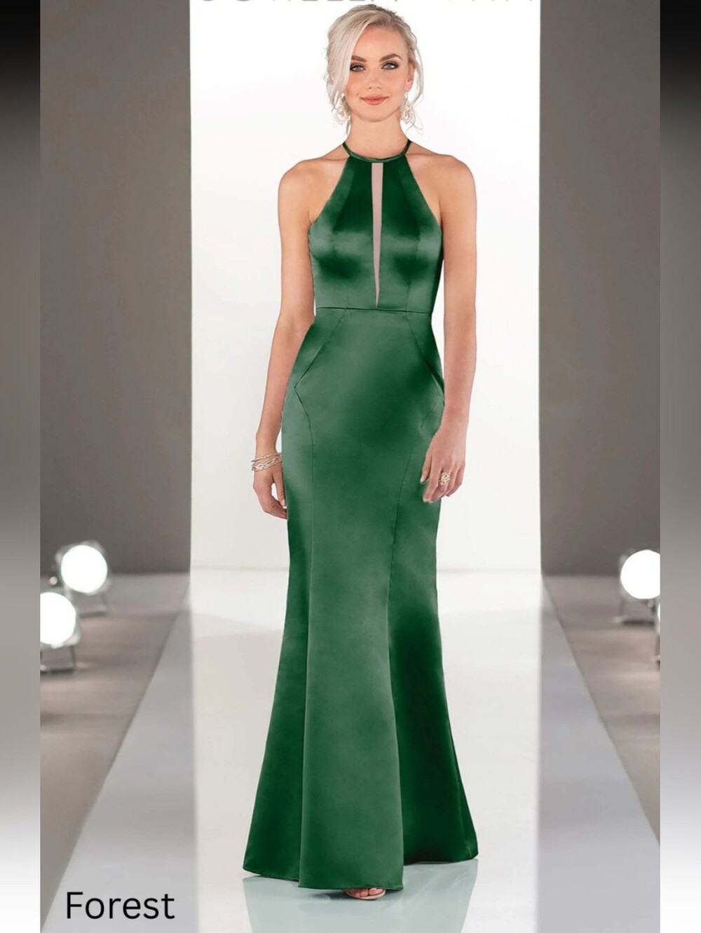 NWT Sorella Vita Forest Green Halter Mermaid Gowni Size 12 Wedding Prom Formal